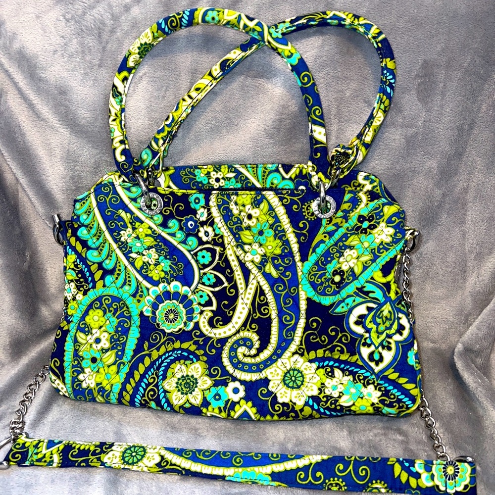 Vera Bradley Chain Rhythm & Blue/Green Fabric Women’s Cross Body Hand Bag Purse